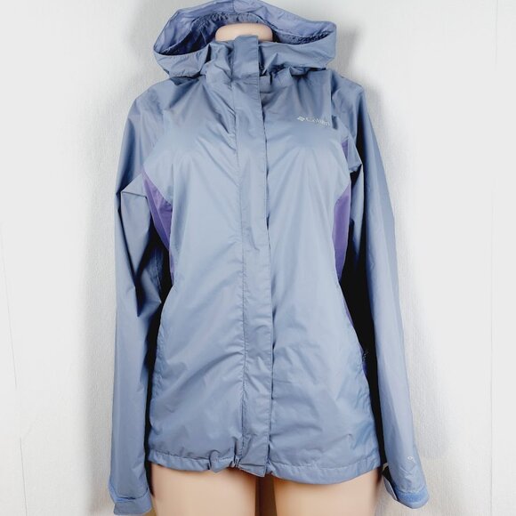 Columbia Women's Purple Gray Arcadia II Hooded Terrain Rain Jacket Size M - Picture 2 of 16